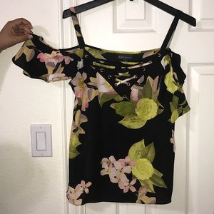 Cold shoulder floral shirt